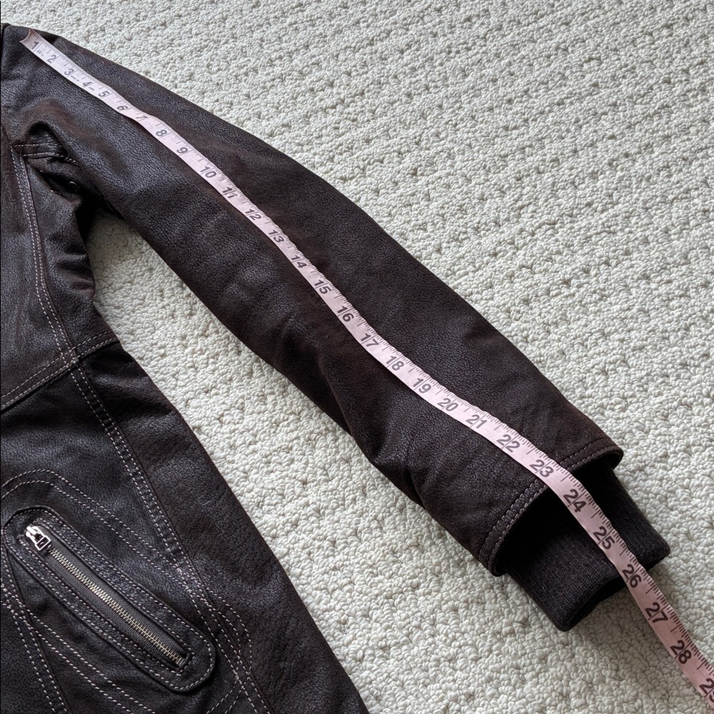 Danier Women’s Brown Leather Mid-Length Jacket Size 3XS Fits XS - Picture 12 of 13